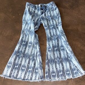 Rock & Roll Girls Blue Patterned Flare Jeans